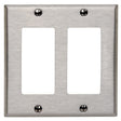 Leviton 84409-000 Wallplate, 4.56 in L, 4-1/2 in W, 2-Gang, Stainless Steel, Stainless Steel, Brushed