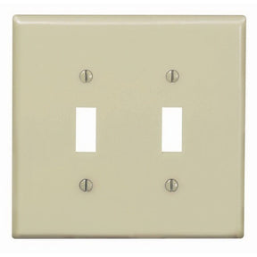 Leviton PJ2-I Wallplate, 4-7/8 in L, 4.94 in W, 2-Gang, Thermoplastic Nylon, Ivory