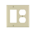 Decora 80455-I Combination Wallplate, 4-1/2 in L, 4-9/16 in W, Standard, 2-Gang, Thermoset Plastic, Ivory, Smooth