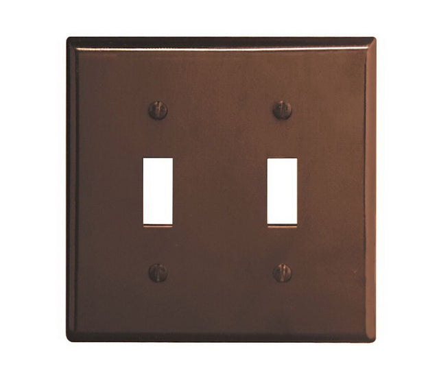 Leviton 001-85009-000 Wallplate, 4-1/2 in L, 4.56 in W, 2-Gang, Thermoset, Brown, Smooth