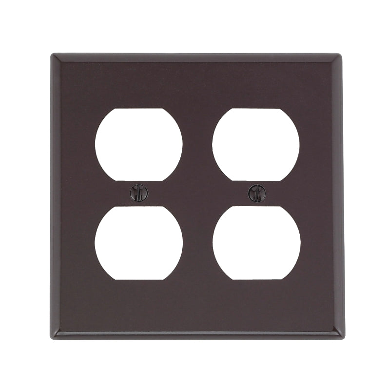 Leviton 85016 Wallplate, 4-1/2 in L, 4-9/16 in W, Standard, 2-Gang, Thermoset Plastic, Brown, Smooth, Device Mounting