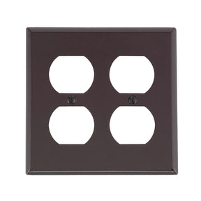 Leviton 85016 Wallplate, 4-1/2 in L, 4-9/16 in W, Standard, 2-Gang, Thermoset Plastic, Brown, Smooth, Device Mounting