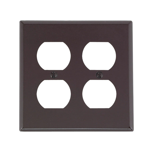 Leviton 85016 Wallplate, 4-1/2 in L, 4-9/16 in W, Standard, 2-Gang, Thermoset Plastic, Brown, Smooth, Device Mounting