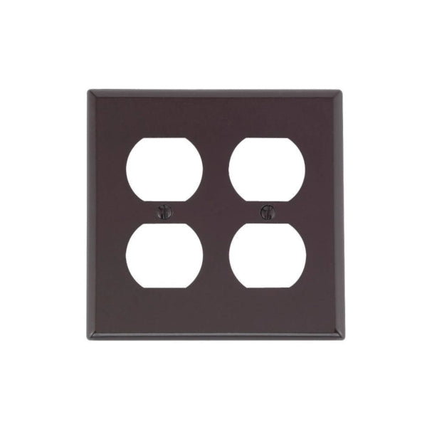 Leviton 85016 Receptacle Wallplate, 4-1/2 in L, 4-9/16 in W, 2 -Gang, Thermoset Plastic, Brown, Smooth