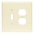 Leviton 86005 Combination Wallplate, 4-1/2 in L, 4-9/16 in W, Standard, 2-Gang, Thermoset Plastic, Ivory, Smooth