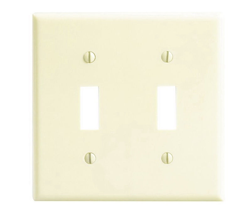 Leviton 001-86009-000 Wallplate, 4-1/2 in L, 4.56 in W, 2-Gang, Thermoset, Ivory, Smooth
