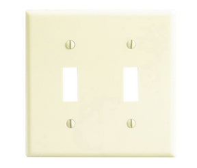 Leviton 001-86009-000 Wallplate, 4-1/2 in L, 4.56 in W, 2-Gang, Thermoset, Ivory, Smooth