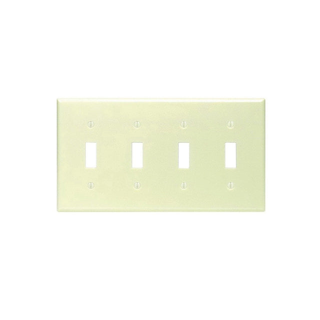 Leviton 001-86012-000 Wallplate, 4-1/2 in L, 8.18 in W, 4-Gang, Thermoset, Ivory, Smooth