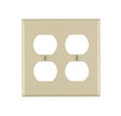 Leviton 86016 Wallplate, 4-1/2 in L, 4-9/16 in W, Standard, 2-Gang, Thermoset Plastic, Ivory, Smooth, Device Mounting