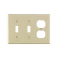 Leviton 86021 Combination Wallplate, 4-1/2 in L, 6-3/8 in W, Standard, 3-Gang, Thermoset Plastic, Ivory, Smooth