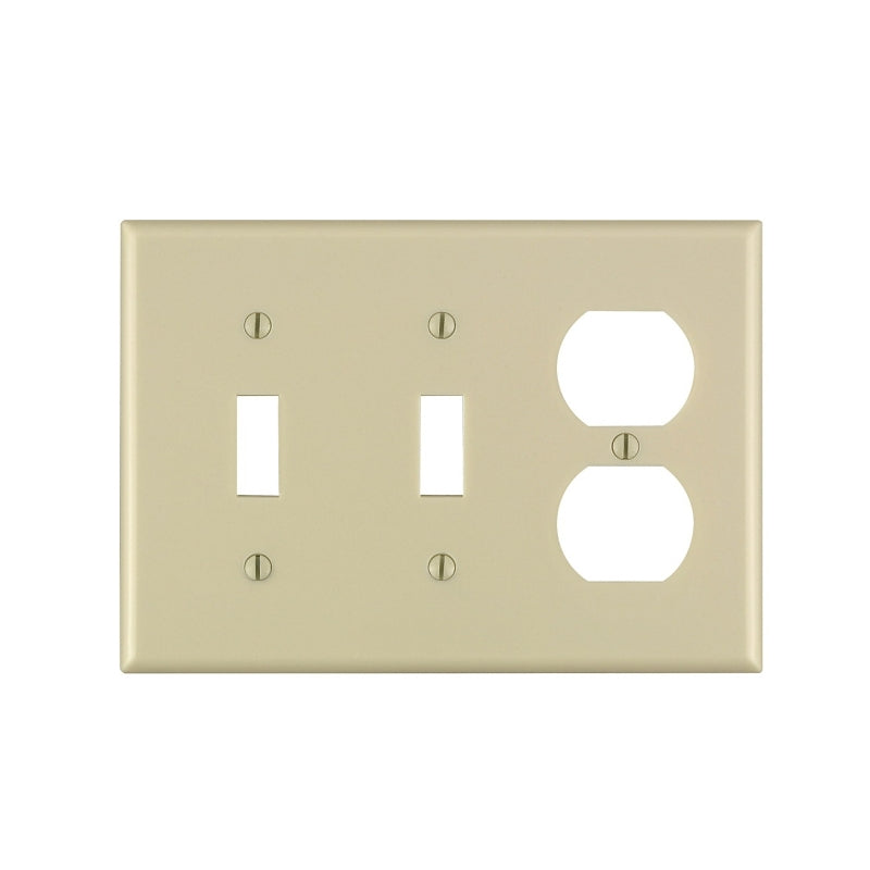 Leviton 86021 Combination Wallplate, 4-1/2 in L, 6-3/8 in W, Standard, 3-Gang, Thermoset Plastic, Ivory, Smooth