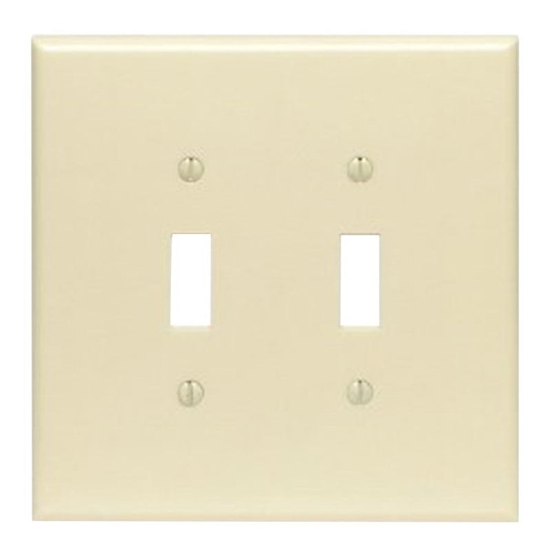 Leviton 86109 Wallplate, 5-1/4 in L, 5.31 in W, 2-Gang, Thermoset Plastic, Ivory