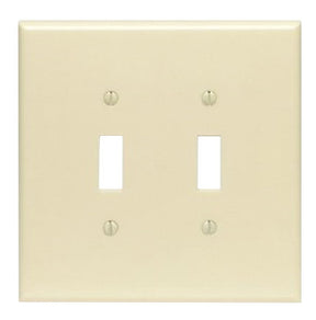 Leviton 86109 Wallplate, 5-1/4 in L, 5.31 in W, 2-Gang, Thermoset Plastic, Ivory