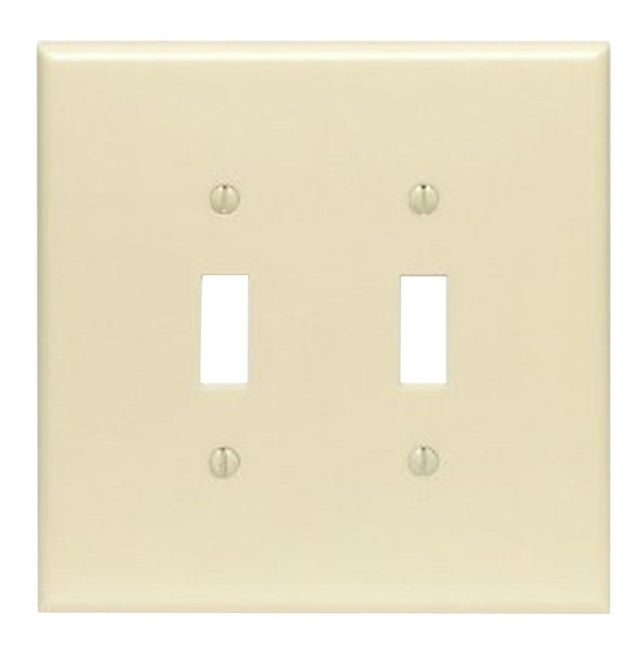 Leviton 86109 Wallplate, 5-1/4 in L, 5.31 in W, 2-Gang, Thermoset Plastic, Ivory