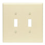 Leviton 86109 Wallplate, 5-1/4 in L, 5.31 in W, 2-Gang, Thermoset Plastic, Ivory