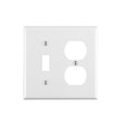 Leviton 88005 Combination Wallplate, 4-1/2 in L, 4-9/16 in W, Standard, 2-Gang, Thermoset Plastic, White, Smooth