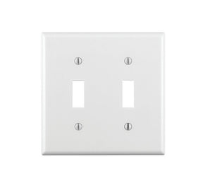 Leviton 001-88009-000 Non-Metallic Wallplate, Standard-Size, 4-1/2 in L, 2-3/4 in W, 2-Gang, Thermoset, White