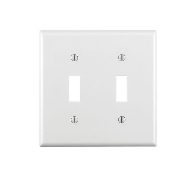 Leviton 001-88009-000 Non-Metallic Wallplate, Standard-Size, 4-1/2 in L, 2-3/4 in W, 2-Gang, Thermoset, White