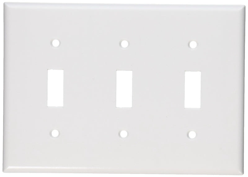 Leviton 001-88011-000 Wallplate, 4-1/2 in L, 6.37 in W, 3-Gang, Thermoset, White, Smooth