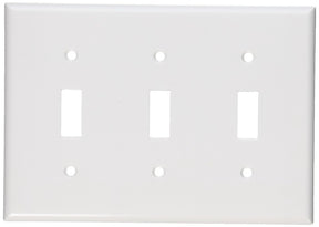 Leviton 001-88011-000 Wallplate, 4-1/2 in L, 6.37 in W, 3-Gang, Thermoset, White, Smooth