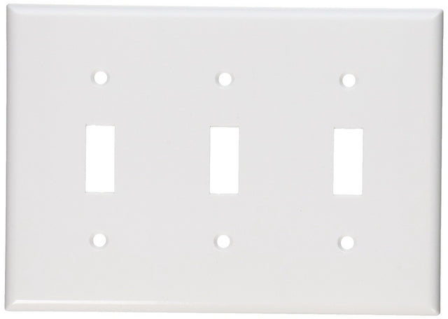 Leviton 001-88011-000 Wallplate, 4-1/2 in L, 6.37 in W, 3-Gang, Thermoset, White, Smooth