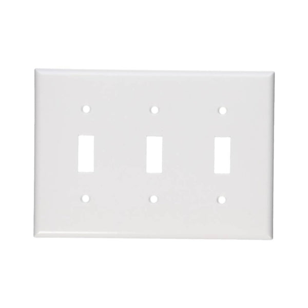 Leviton 001-88011-000 Non-Metallic Wallplate, 4-1/2 in L, 2-3/4 in W, 3 -Gang, Thermoset, White, Smooth