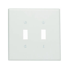 Leviton 88109 Wallplate, 5-1/4 in L, 5.31 in W, 2-Gang, Thermoset Plastic, White, Smooth