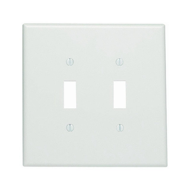 Leviton 88109 Wallplate, 5-1/4 in L, 5.31 in W, 2-Gang, Thermoset Plastic, White, Smooth