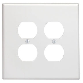Leviton 88116 Receptacle Wallplate, 5-1/4 in L, 5.31 in W, Oversized, 2 -Gang, Plastic, White, Surface Mounting