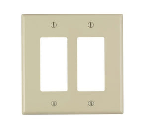 Decora PJ262-I Wallplate, 4.88 in L, 4.94 in W, 2-Gang, Nylon, Ivory
