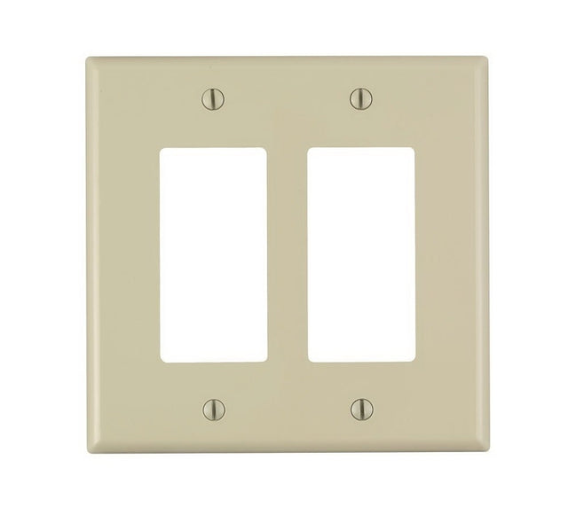 Decora PJ262-I Wallplate, 4.88 in L, 4.94 in W, 2-Gang, Nylon, Ivory