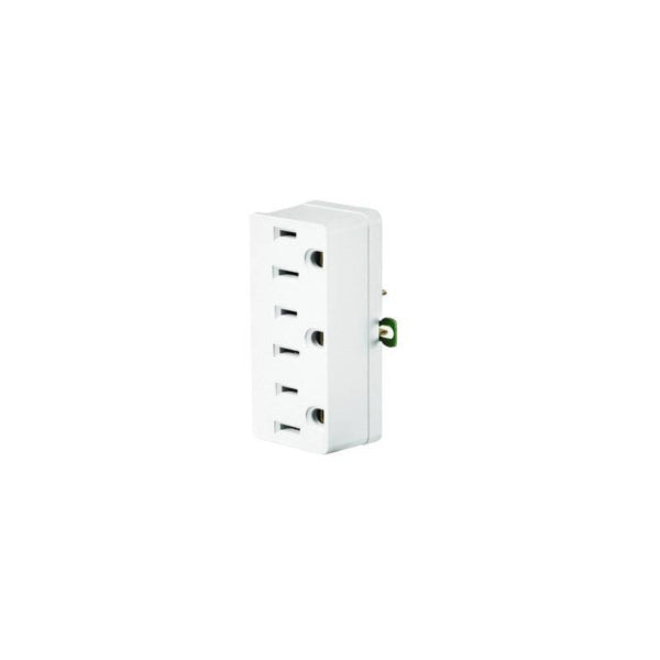 Leviton 002-00698-00W Triple Tap Outlet Adapter, 2 -Pole, 15 A, 125 V, 3 -Outlet, NEMA: NEMA 5-15R, White