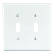 Leviton PJ2-W Wallplate, 4-7/8 in L, 4.94 in W, 2-Gang, Thermoplastic Nylon, White