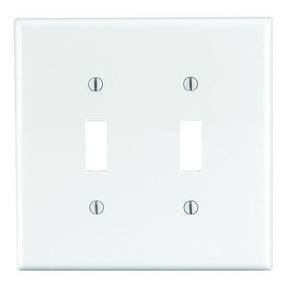 Leviton PJ2-W Wallplate, 4-7/8 in L, 4.94 in W, 2-Gang, Thermoplastic Nylon, White
