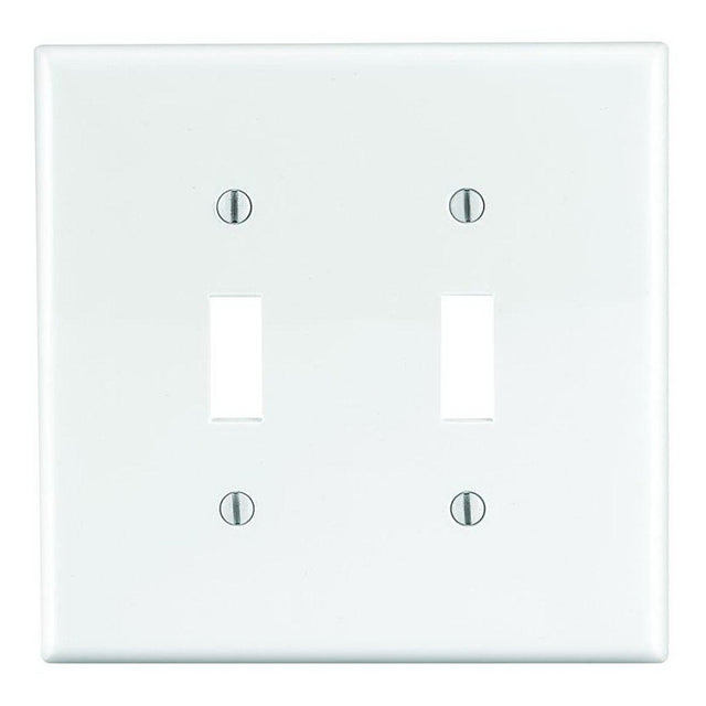 Leviton PJ2-W Wallplate, 4-7/8 in L, 4.94 in W, 2-Gang, Thermoplastic Nylon, White