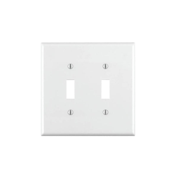 Leviton 002-80709-00W Wallplate, 4-1/2 in L, 2-3/4 in W, 2 -Gang, Nylon, White, Smooth