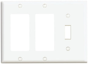 Leviton 80431/003 Combination Wallplate, 4-1/2 in L, 6-3/8 in W, Standard, 3-Gang, Thermoset Plastic, White