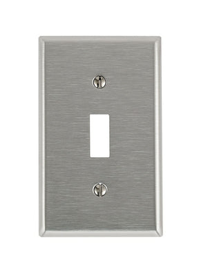 Leviton 003-84001-000 Wallplate, 4-1/2 in L, 2-3/4 in W, 1-Gang, 430 Stainless Steel, Stainless Steel, Satin