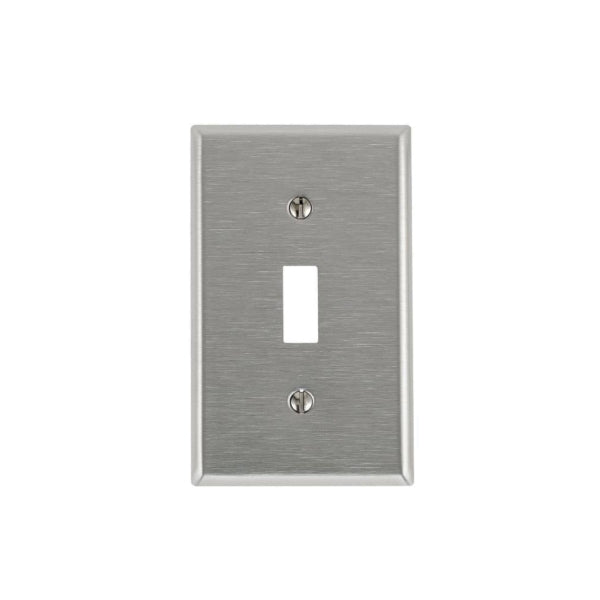 Leviton 003-84001-000 Wallplate, 4-1/2 in L, 2-3/4 in W, 1 -Gang, 430 Stainless Steel, Stainless Steel, Satin