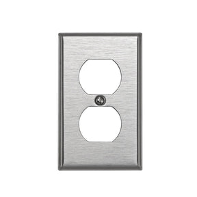 Leviton 84003 Wallplate, 4-1/2 in L, 2-3/4 in W, Standard, 1-Gang, 430 Stainless Steel, Silver, Brushed Satin