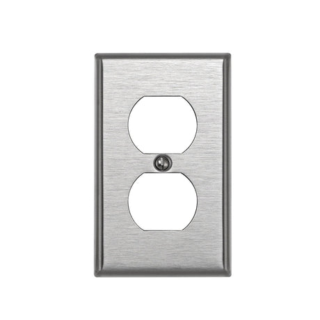 Leviton 84003 Wallplate, 4-1/2 in L, 2-3/4 in W, Standard, 1-Gang, 430 Stainless Steel, Silver, Brushed Satin