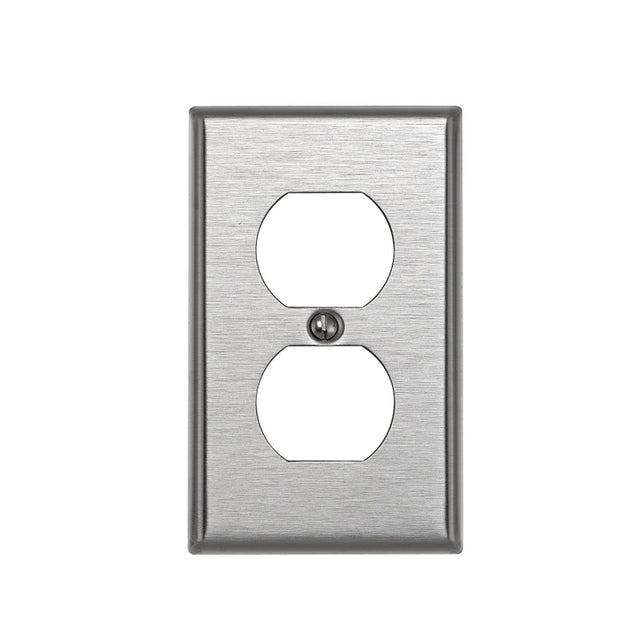 Leviton 84003 Wallplate, 4-1/2 in L, 2-3/4 in W, Standard, 1-Gang, 430 Stainless Steel, Silver, Brushed Satin