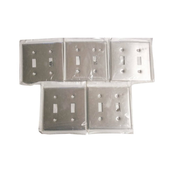 Leviton 003-84009-000 Wallplate, 4-1/2 in L, 2-3/4 in W, 2 -Gang, 430 Stainless Steel, Stainless Steel, Smooth