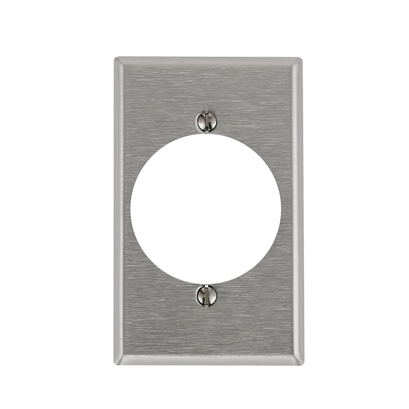 Leviton 84028 Wallplate, 4-1/2 in L, 2-3/4 in W, Standard, 1-Gang, 430 Stainless Steel, Stainless Steel, Flush Mounting