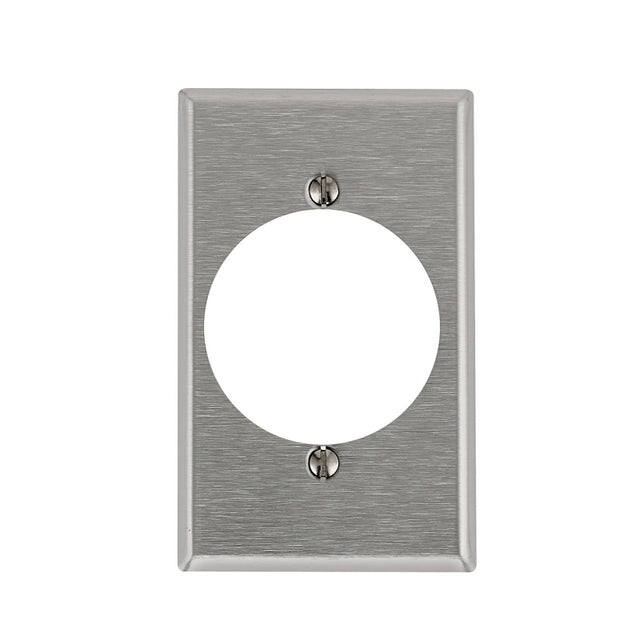 Leviton 84028 Wallplate, 4-1/2 in L, 2-3/4 in W, Standard, 1-Gang, 430 Stainless Steel, Stainless Steel, Flush Mounting