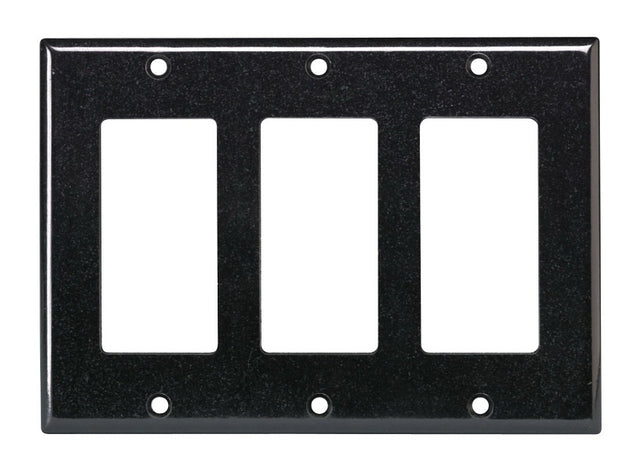 Leviton 80411-E Wallplate, 4-1/2 in L, 6-3/8 in W, 3-Gang, Plastic, Black