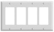 Decora 80412-W Wallplate, 4-1/2 in L, 8.18 in W, 4-Gang, Thermoset Plastic, White, Smooth