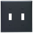 Leviton 005-80709-00E Non-Metallic Wallplate, 4-1/2 in L, 2-3/4 in W, 2 -Gang, Nylon, Black, Smooth