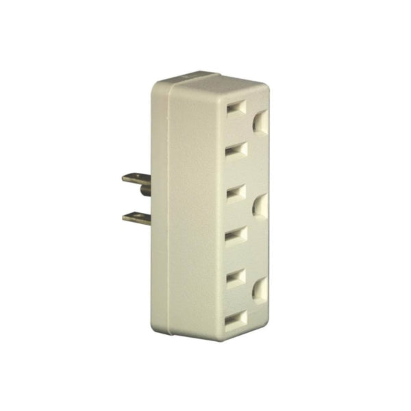 Leviton 006-00697-00I Triple Tap Outlet Adapter, 2 -Pole, 15 A, 125 V, 3 -Outlet, NEMA: NEMA 5-15R, Ivory