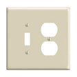 Leviton 0PJ18-I Combination Wallplate, 4-3/8 in L, 4.94 in W, Midway, 2-Gang, Nylon, Ivory, Device Mounting